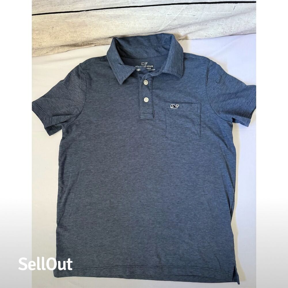 Vineyard Vines Boys Edgartown Polo Shirt Blue Size S Short Sleeve